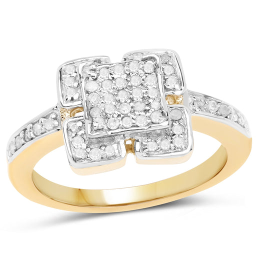 Bids.com 14K Yellow Gold Plated 0.24 Carat Genuine White Diamond .925 Sterling Silver Ring Rings White Smoke size 6.00,size 7.00,size 8.00,size 9.00