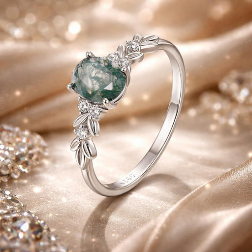 Bids.com 925 Sterling Silver Agate and CZ Pendant Ring Size 6 for Women Rings Tan 6,7,8