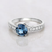 Bids.com 1.90 Carat Genuine Blue Sapphire and White Diamond 14K White Gold Ring Rings Light Gray size 7.00,size 6.00,size 8.00