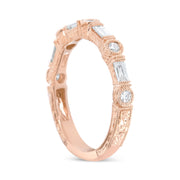 Bids.com 14K Rose Gold 3/8 Cttw Baguette and Round Diamond Bridal Band - (H-I Color, VS1-VS2 Clarity) - Size 6.75 Rings White Smoke 6.75 / Rose.Gold