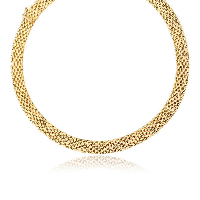 Bids.com 14k Yellow Gold Flexible Panther 9.0mm Line Necklace Necklaces White Smoke 17 / Yellow Gold