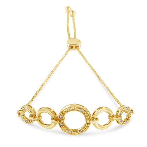 Bids.com 10K Yellow Gold over .925 Sterling Silver Diamond Accented Graduated Infinity Open Circle 6â€-9â€ Adjustable Bolo Bracelet Bracelets White Smoke Yellow.Sterling Silver / 7
