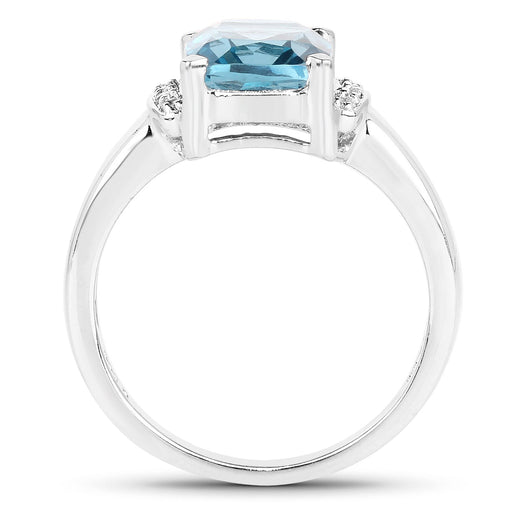 Bids.com 3.55 Carat Genuine London Blue Topaz & White Topaz .925 Sterling Silver Ring Rings White Smoke size 6.00,size 7.00,size 8.00,size 9.00,size 5.00,size 10.00