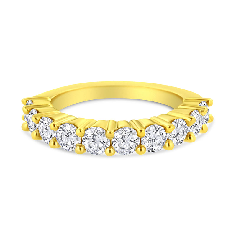 Bids.com 14K Yellow Gold Plated .925 Sterling Silver 2.0 Cttw Round Brilliant Cut Diamond 10 Stone Anniversary Band Ring (J-K Color, I1-I2 Clarity) - Size 7 Rings White Smoke 7 / Yellow.Sterling Silver,8 / Yellow.Sterling Silver,6 / Yellow.Sterling Silver
