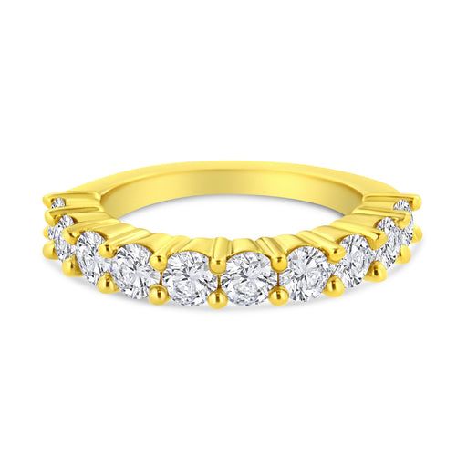 Bids.com 14K Yellow Gold Plated .925 Sterling Silver 2.0 Cttw Round Brilliant Cut Diamond 10 Stone Anniversary Band Ring (J-K Color, I1-I2 Clarity) - Size 7 Rings White Smoke 7 / Yellow.Sterling Silver,8 / Yellow.Sterling Silver,6 / Yellow.Sterling Silver
