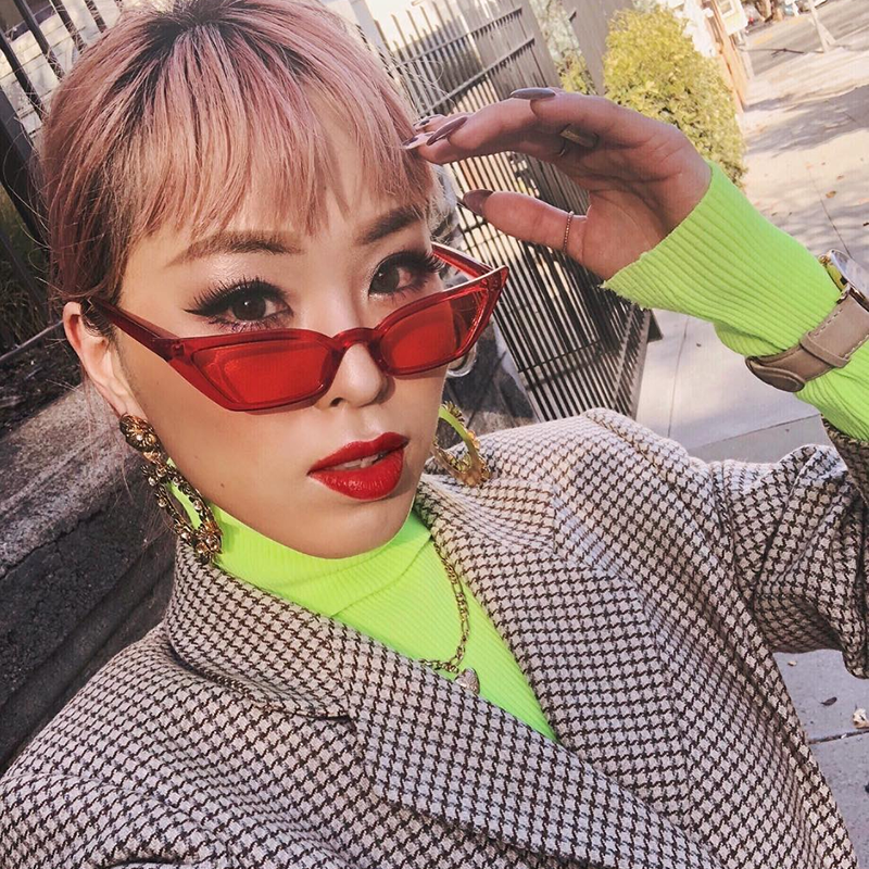 zeroUV Retro Women's Translucent Thin Cat Eye Color Tone Sunglasses C663 Sunglasses Slate Gray Purple Purple,Pink Pink,Red Red,Blue Blue,Yellow Yellow