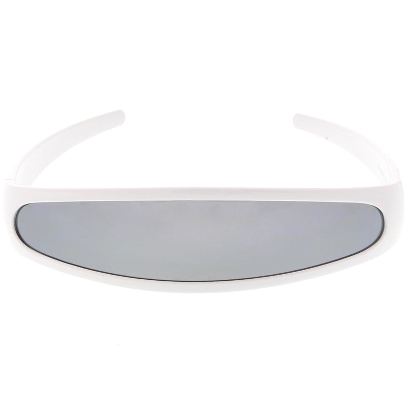 zeroUV Retro Futuristic 1980's Disco Wrap Around Space Sunglasses 8964 Sunglasses White Smoke White Silver