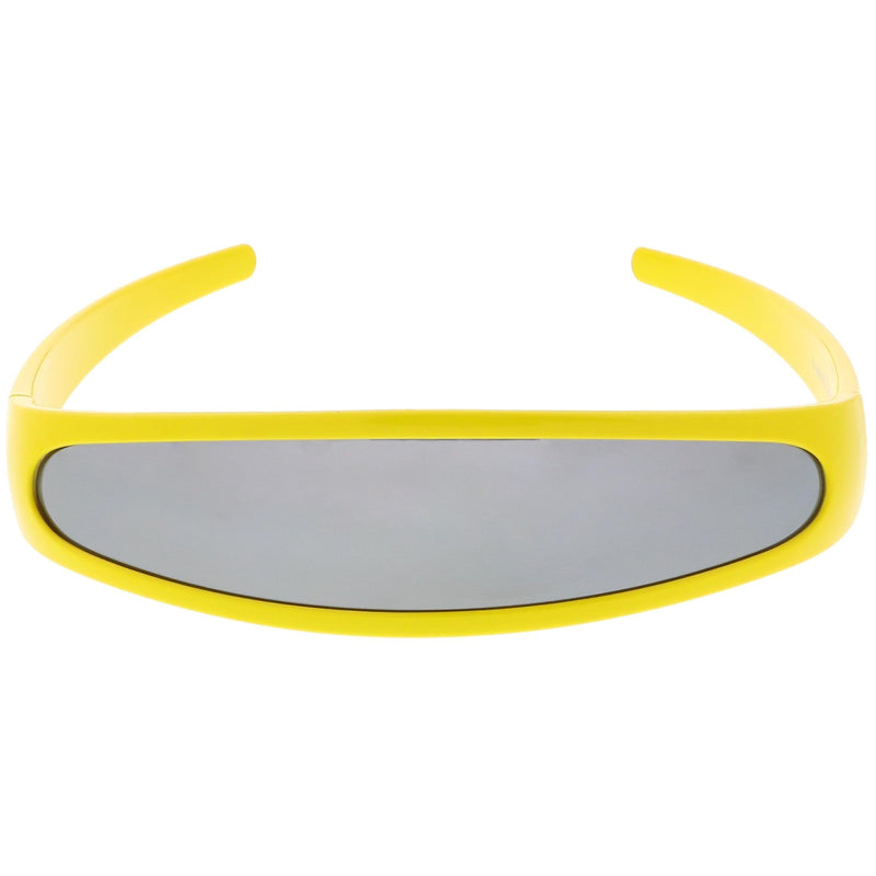 zeroUV Retro Futuristic 1980's Disco Wrap Around Space Sunglasses 8964 Sunglasses White Smoke Yellow Silver