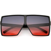 zeroUV Oversize Retro Modern Flat Lens Flat Top Translucent Sunglasses C730 Sunglasses Slate Gray Matte Black Blue Red
