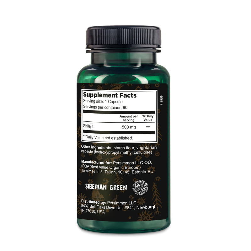 SiberianGreen.com Golden Mountains Shilajit Vegan Capsules – 500mg | 90 Count Herbs White Smoke