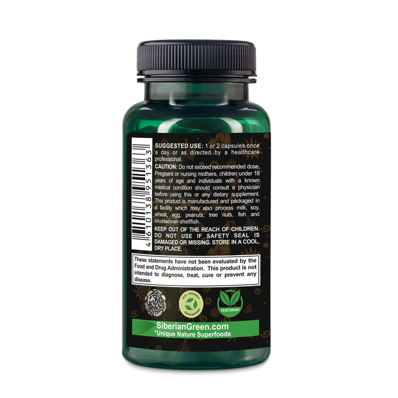 SiberianGreen.com Golden Mountains Shilajit Vegan Capsules – 500mg | 90 Count Herbs White Smoke