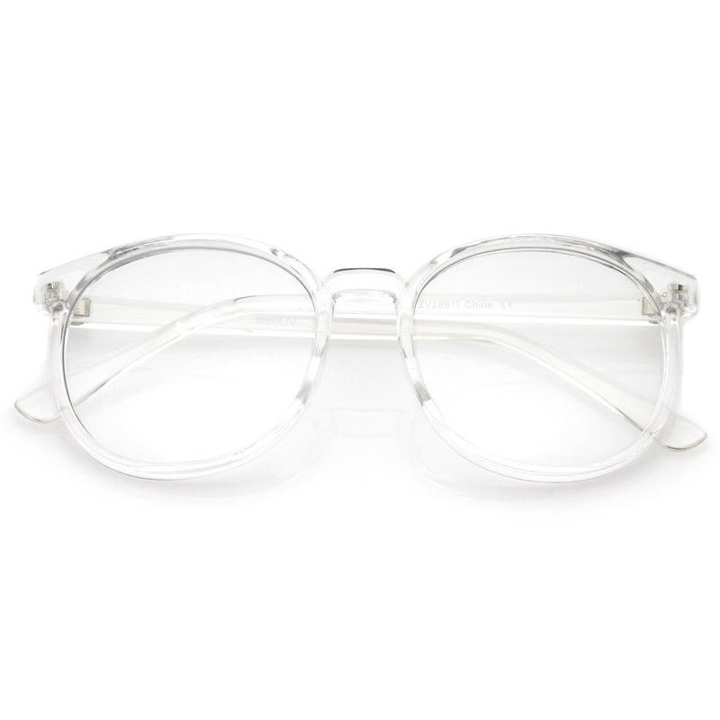 zeroUV Retro Indie Dapper Round P3 Clear Lens Glasses C099 Glasses White Smoke Clear Clear