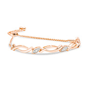 Bids.com 14K Rose Gold Plated .925 Sterling Silver 1/10 Cttw Diamond Alternating Swirl link Bolo Bracelet (I-J Color, I2-I3 Clarity) - 6" to 9" Adjustable Bracelets White Smoke Rose.Sterling Silver / 7,White.Sterling Silver / 7