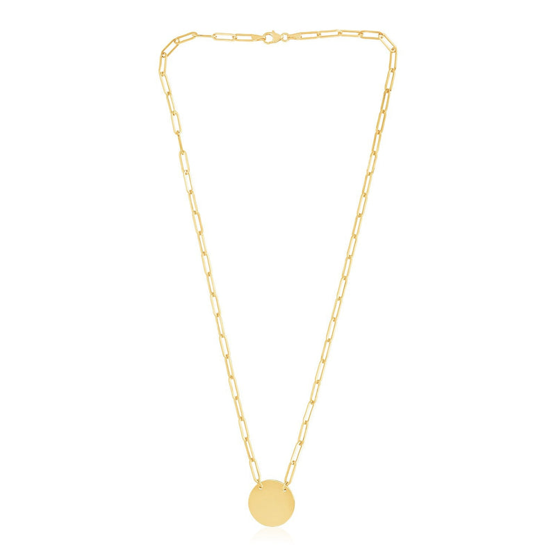 Bids.com 14k Yellow Gold High Polish Circle Disc Paperclip Link Necklace Necklaces White Smoke 18 / Yellow Gold