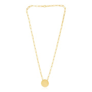 Bids.com 14k Yellow Gold High Polish Circle Disc Paperclip Link Necklace Necklaces White Smoke 18 / Yellow Gold