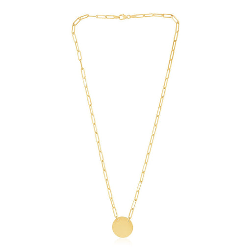 Bids.com 14k Yellow Gold High Polish Circle Disc Paperclip Link Necklace Necklaces White Smoke 18 / Yellow Gold
