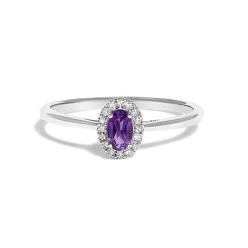 Bids.com 10K White Gold 5X3MM Oval Purple Amethyst and Diamond Accent Halo Ring (I-J Color, I1-I2 Clarity) - Ring Size 6.5 Rings White Smoke 6.5 / White.Gold / Purple Amethyst,5 / White.Gold / Purple Amethyst,5.5 / White.Gold / Purple Amethyst,6 / White.Gold / Purple Amethyst,7 / White.Gold / Purple Amethyst,7.5 / White.Gold / Purple Amethyst,8 / White.Gold / Purple Amethyst