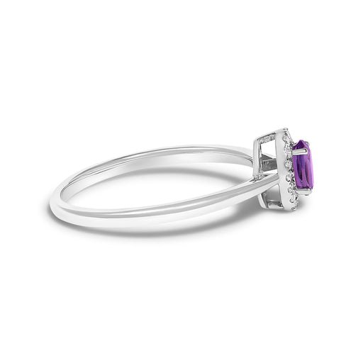 Bids.com 10K White Gold 5X3MM Oval Purple Amethyst and Diamond Accent Halo Ring (I-J Color, I1-I2 Clarity) - Ring Size 6.5 Rings White Smoke 6.5 / White.Gold / Purple Amethyst,6.5 / White.Gold / Blue Aquamarine,6.5 / White.Gold / Blue Topaz,6.5 / White.Gold / Orange Citrine,6.5 / White.Gold / Green Emerald,6.5 / White.Gold / Red Garnet,6.5 / White.Gold / Green Peridot,6.5 / White.Gold / Pink T