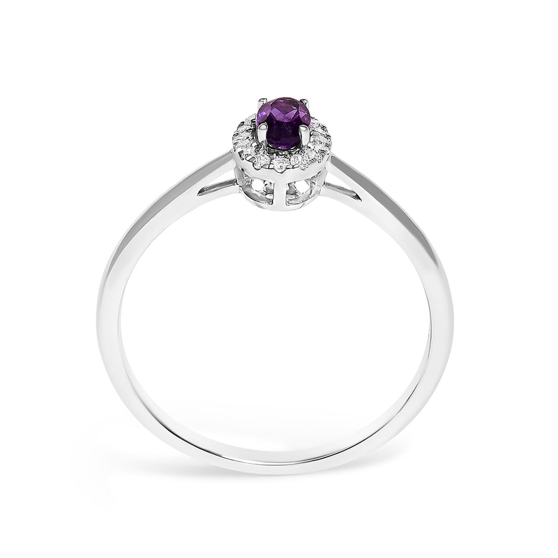 Bids.com 10K White Gold 5X3MM Oval Purple Amethyst and Diamond Accent Halo Ring (I-J Color, I1-I2 Clarity) - Ring Size 6.5 Rings White Smoke 6.5 / White.Gold / Purple Amethyst,6.5 / White.Gold / Blue Aquamarine,6.5 / White.Gold / Blue Topaz,6.5 / White.Gold / Orange Citrine,6.5 / White.Gold / Green Emerald,6.5 / White.Gold / Red Garnet,6.5 / White.Gold / Green Peridot,6.5 / White.Gold / Pink T
