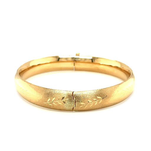 Bids.com Classic Floral Carved Bangle in 14k Yellow Gold (10.0mm) Bracelets White Smoke 7 / Yellow Gold,8 / Yellow Gold