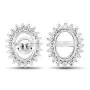 Bids.com 0.26 Carat Genuine White Diamond 14K White Gold Semi Mount Earrings - holds 8x6mm Oval Gemstones Earrings White Smoke