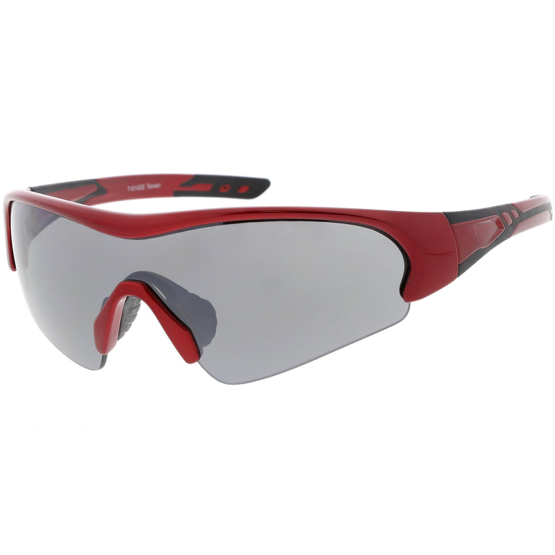 zeroUV TR-90 Performance Wrap Around Half Frame Sunglasses C798 Sunglasses White Smoke Red Smoke