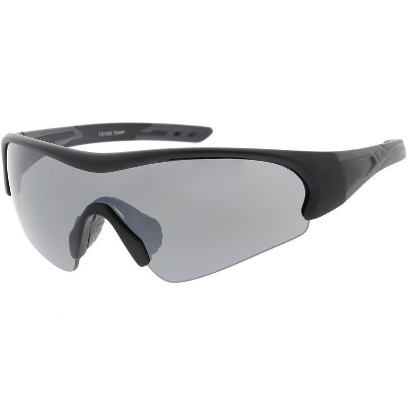 zeroUV TR-90 Performance Wrap Around Half Frame Sunglasses C798 Sunglasses White Smoke Matte Black Smoke