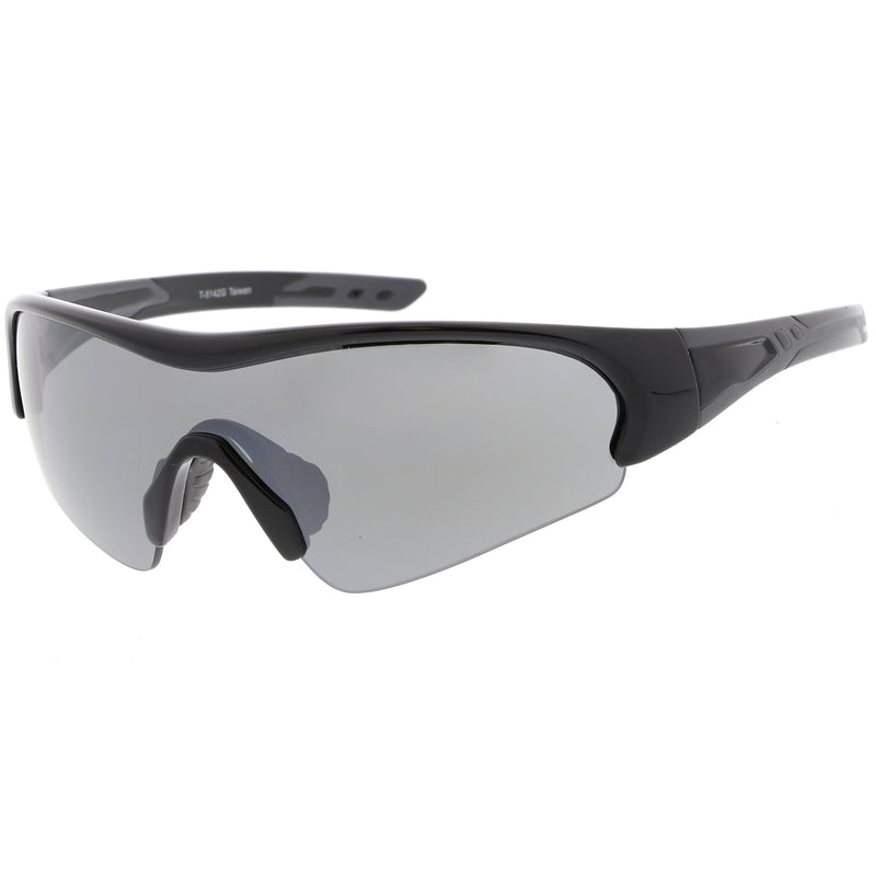 zeroUV TR-90 Performance Wrap Around Half Frame Sunglasses C798 Sunglasses White Smoke Shiny Black Smoke