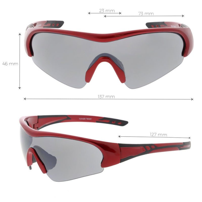 zeroUV TR-90 Performance Wrap Around Half Frame Sunglasses C798 Sunglasses White Smoke Red Smoke,Matte Black Smoke,Shiny Black Smoke,Blue Smoke