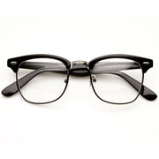 zeroUV Vintage Inspired Classic Horned Rim Half Frame Clear Lens Glasses 2933 Glasses White Smoke Black Gunmetal