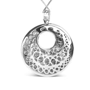Bids.com .925 Sterling Silver Endless Wave Swirl Statement Medallion 18" Pendant Necklace Necklaces White Smoke White.Sterling Silver / 18