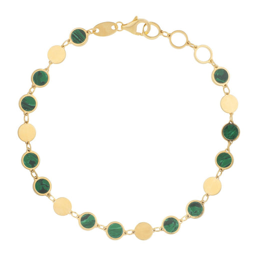 Bids.com 14k Yellow Gold Malachite Geometric Mirror Gem Chain Bracelet (5.00 mm) Bracelets White Smoke 7.25 / Yellow Gold
