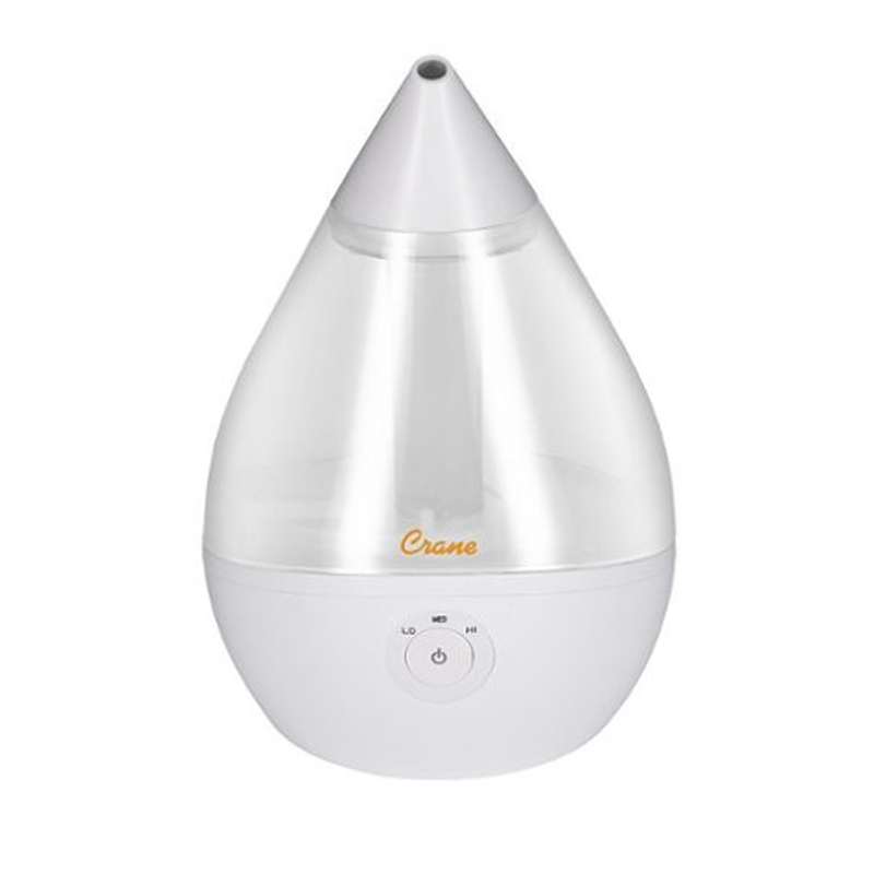 Crane Crane Droplet 0.5 Gallon Ultrasonic Cool Mist Humidifier, Clear/White Humidifiers White Smoke
