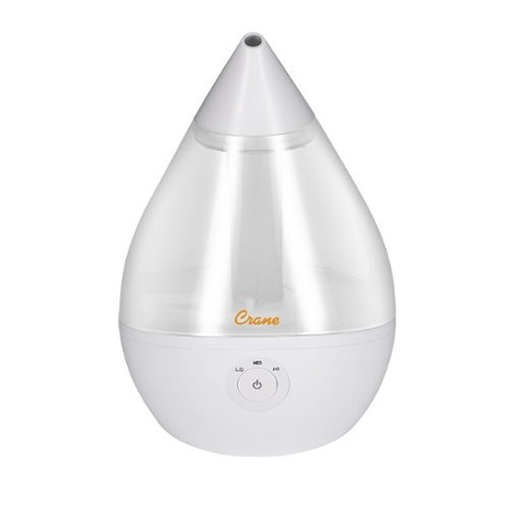 Crane Crane Droplet 0.5 Gallon Ultrasonic Cool Mist Humidifier, Clear/White Humidifiers White Smoke