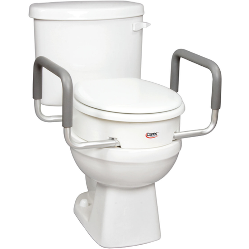 Carex Carex Toilet Seat Elevator With Handles For Elongated Toilets Health Care White Smoke