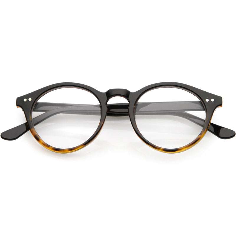 zeroUV Vintage European Clear Lens Small Round Glasses 8403 Glasses White Smoke Black Tortoise Clear