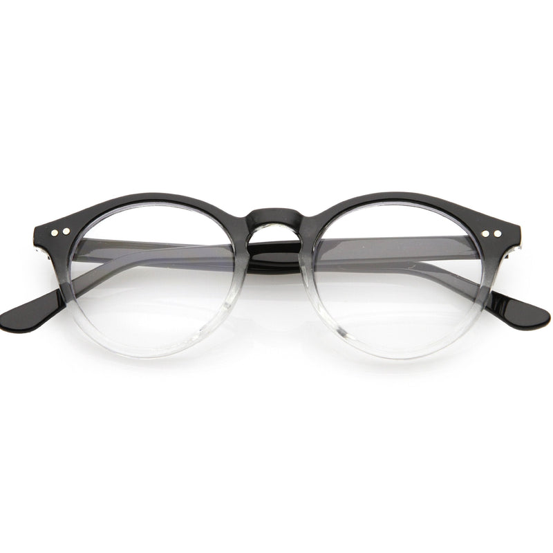 zeroUV Vintage European Clear Lens Small Round Glasses 8403 Glasses White Smoke Black Clear Clear