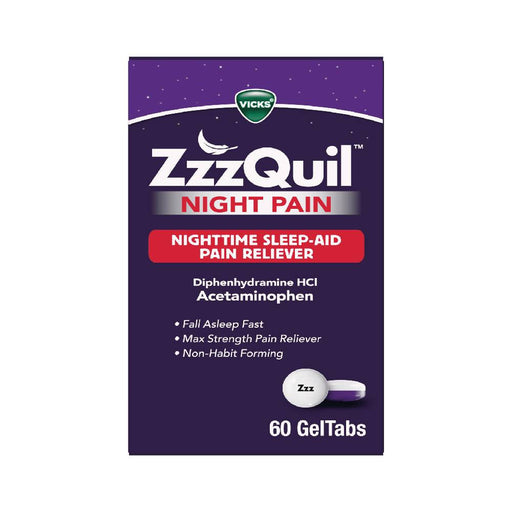 Vicks Vicks Zzz Quil Sleep Aid/Pain Reliever, Nighttime, Night Pain, Geltabs Personal Care Midnight Blue
