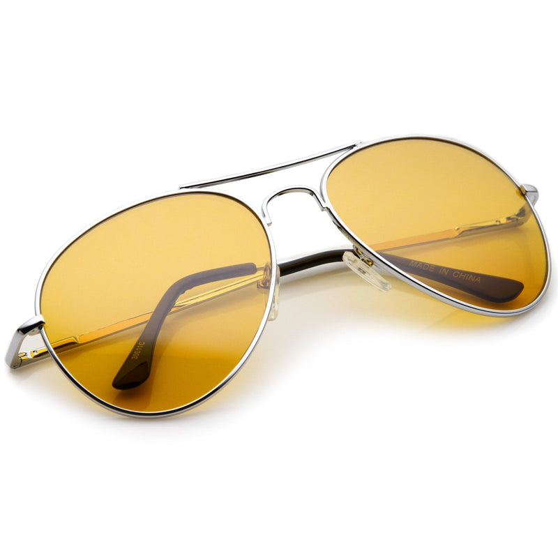 zeroUV Retro Metal Color Tinted Lens Aviator Sunglasses 8405 59mm Sunglasses White Smoke Red,Orange,Pink,Purple,Blue,Yellow,Green