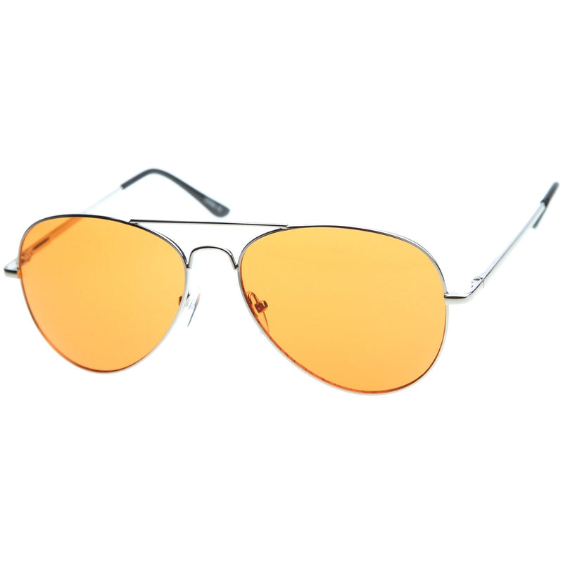 zeroUV Retro Metal Color Tinted Lens Aviator Sunglasses 8405 59mm Sunglasses White Smoke Red,Orange,Pink,Purple,Blue,Yellow,Green