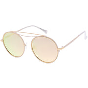zeroUV Retro Polarized Round Metal Aviator Mirrored Lens Sunglasses C821 Sunglasses White Smoke Gold Peach Mirror,Pink Pink Mirror,Gold Gold Mirror,Black Smoke,Silver Silver Mirror,Silver Blue Mirror