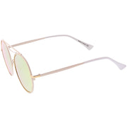 zeroUV Retro Polarized Round Metal Aviator Mirrored Lens Sunglasses C821 Sunglasses White Smoke Gold Peach Mirror,Pink Pink Mirror,Gold Gold Mirror,Black Smoke,Silver Silver Mirror,Silver Blue Mirror