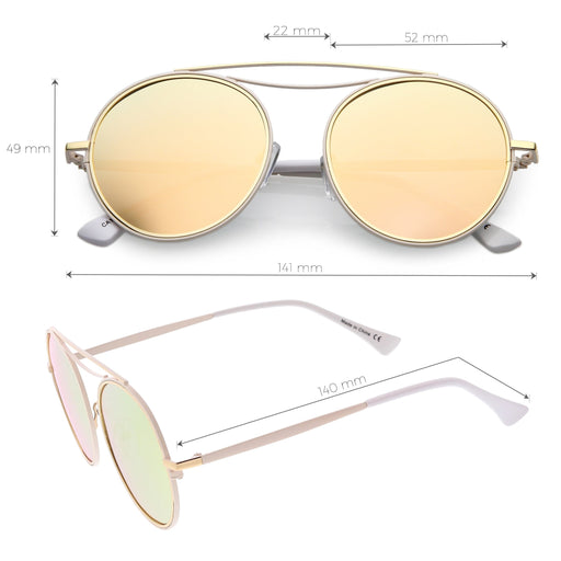 zeroUV Retro Polarized Round Metal Aviator Mirrored Lens Sunglasses C821 Sunglasses White Smoke Gold Peach Mirror,Pink Pink Mirror,Gold Gold Mirror,Black Smoke,Silver Silver Mirror,Silver Blue Mirror