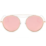 zeroUV Retro Polarized Round Metal Aviator Mirrored Lens Sunglasses C821 Sunglasses White Smoke Pink Pink Mirror
