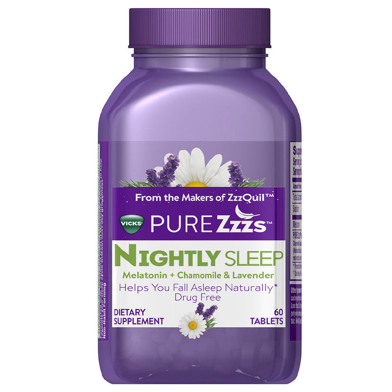 Vicks Vicks PURE Zzzs Nightly Sleep Melatonin, Tablets Health Care White Smoke