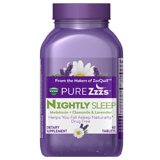 Vicks Vicks PURE Zzzs Nightly Sleep Melatonin, Tablets Health Care White Smoke