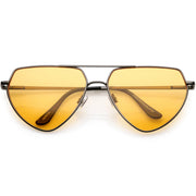 zeroUV Retro Oversize Color Tone Flat Top Aviator Sunglasses C755 Sunglasses White Smoke Gunmetal Orange