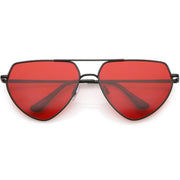 zeroUV Retro Oversize Color Tone Flat Top Aviator Sunglasses C755 Sunglasses White Smoke Black Red
