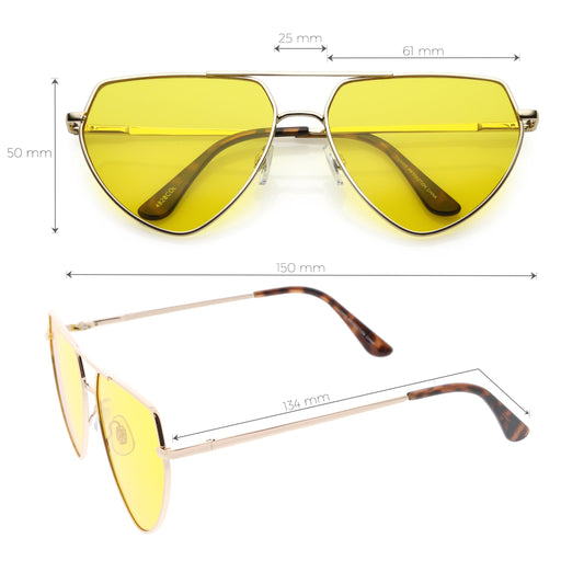 zeroUV Retro Oversize Color Tone Flat Top Aviator Sunglasses C755 Sunglasses White Smoke Gold Yellow,Gold Pink,Silver Blue,Gunmetal Orange,Black Red