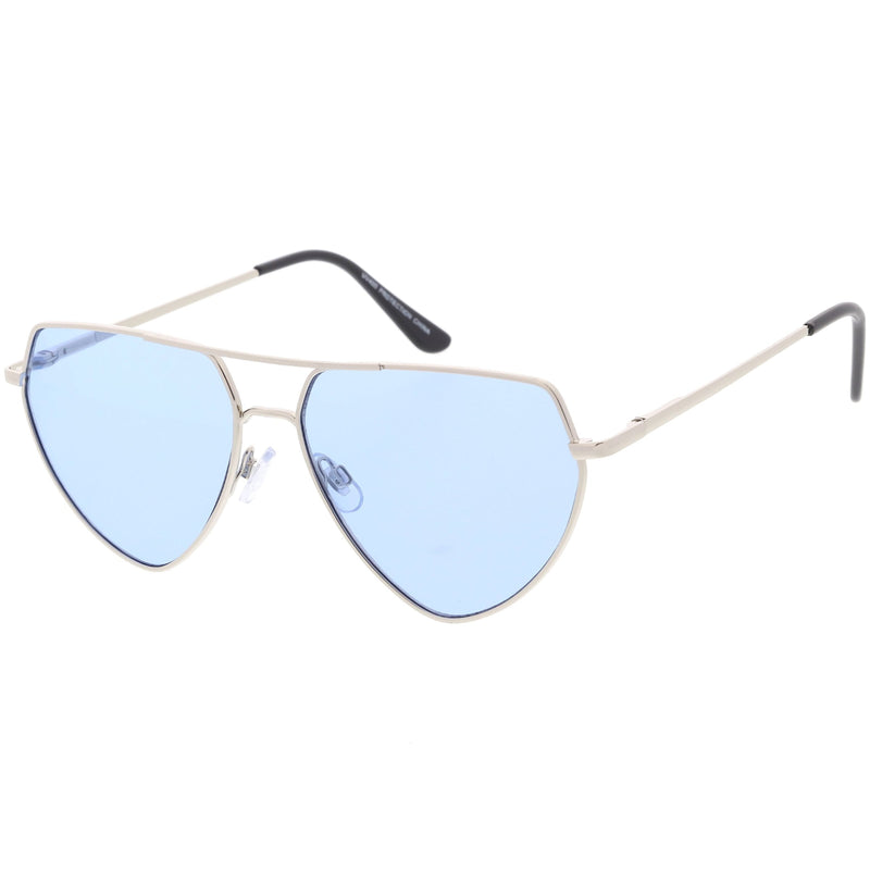 zeroUV Retro Oversize Color Tone Flat Top Aviator Sunglasses C755 Sunglasses White Smoke Gold Yellow,Gold Pink,Silver Blue,Gunmetal Orange,Black Red